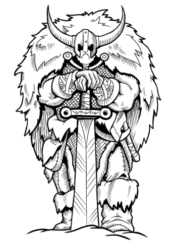 Viking With Sword Coloring Page